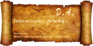 Debreczenyi Aranka névjegykártya