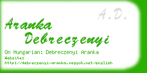 aranka debreczenyi business card